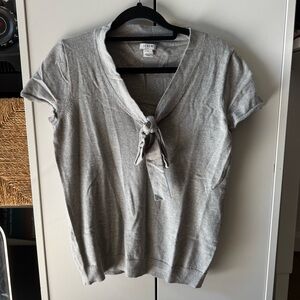 J. Crew Light Gray Tie-Front Blouse